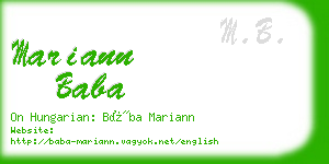 mariann baba business card